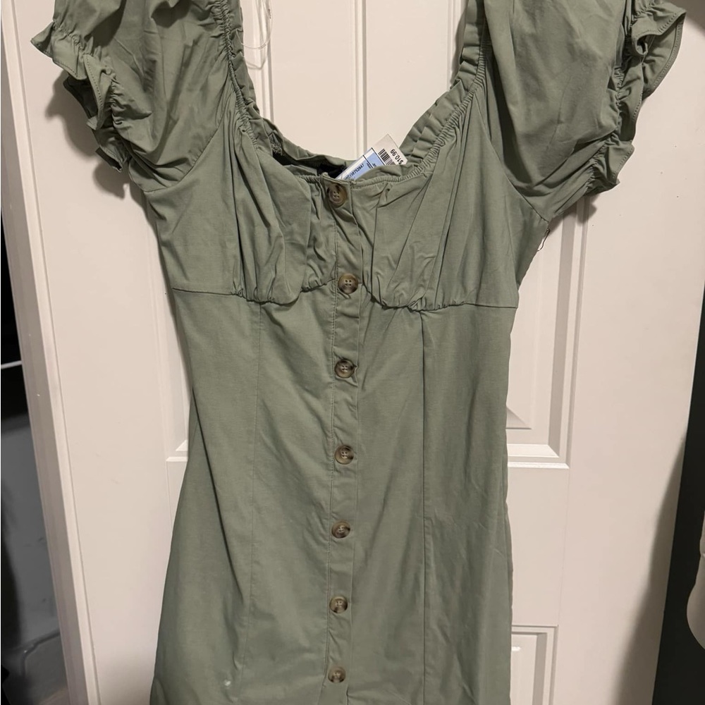 Elegant Sage Button-Down Dress